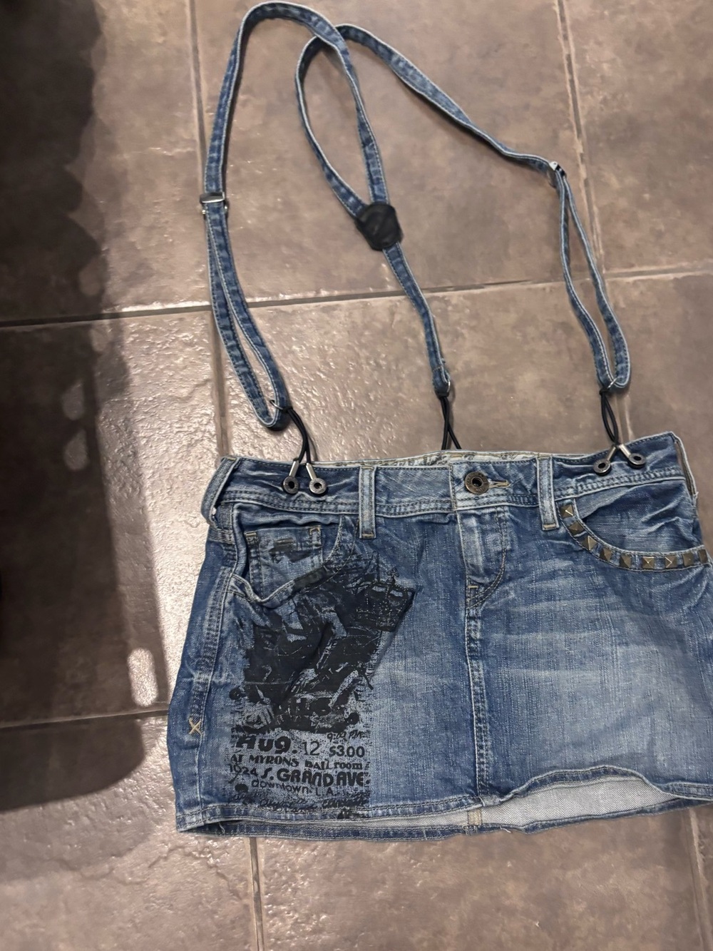 Denim Blue Mini Skirt Crossbody Bag